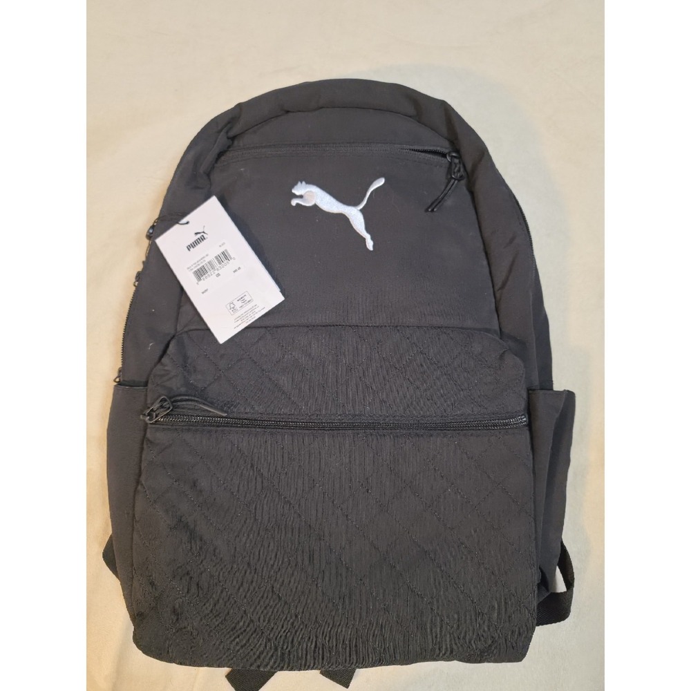 PUMA Black Backpack Bookbag with Front Zip Pocket, Zip Closure Unisex Adult